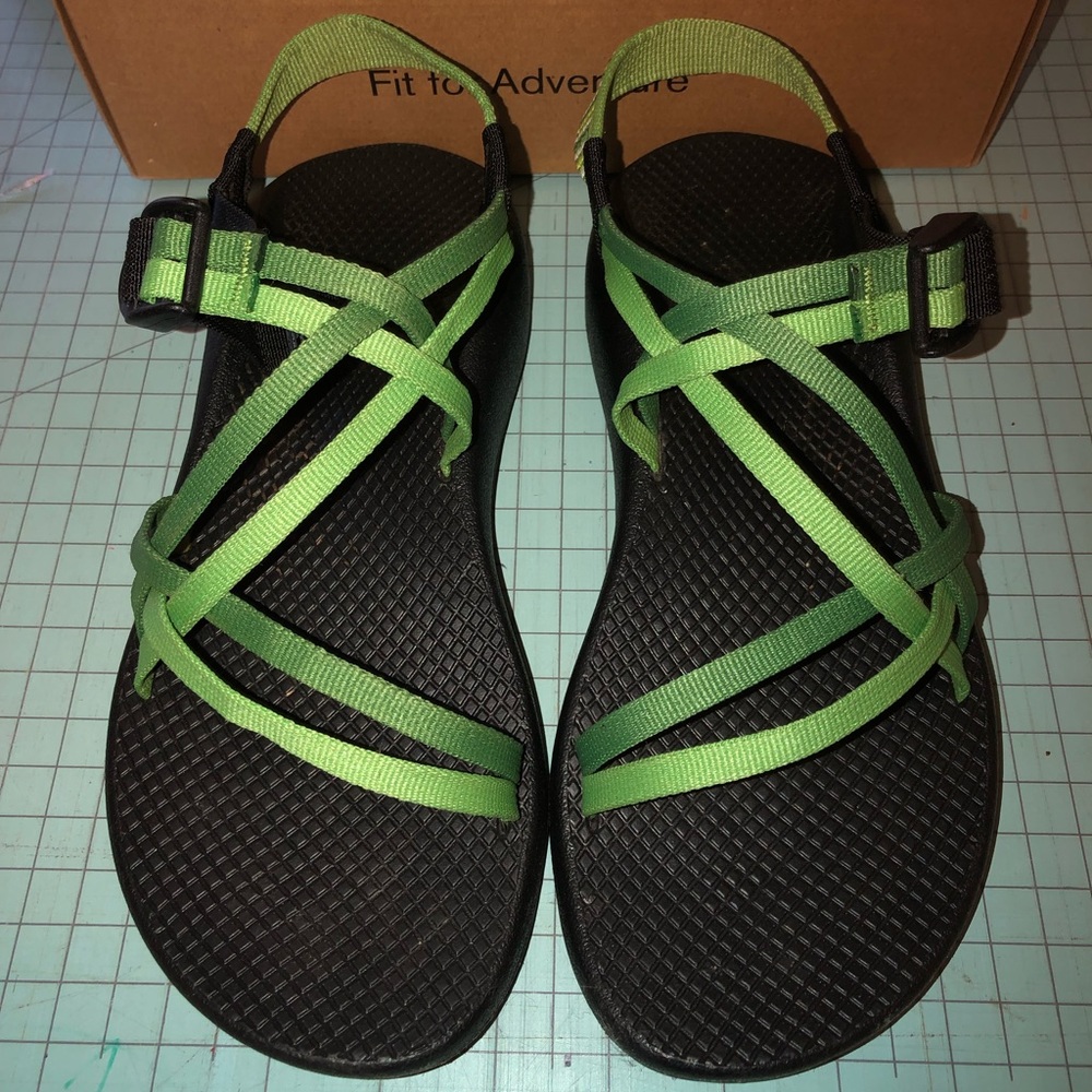Chaco Double Strap Green Sandals, 9M ZX1 Vibram Yampa Longitude